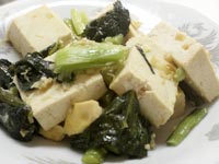 豆腐と野沢菜の炒め物