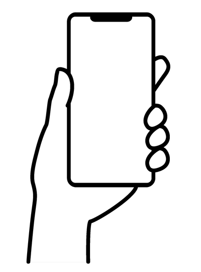 スマートフォンを縦向きに構えるイラスト